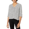Amazon Essentials Women’s 3/4 Sleeve Button Popover Shirt, Loose-Fit V-Neck Blouse, Lightweight(Mini Leopard)