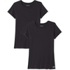 Amazon Essentials Women’s Active Quick Dry Tech Stretch Short-Sleeve V-Neck T-Shirt, Moisture-Wicking, Pack of 2(Black)