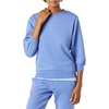 Amazon Essentials Women’s French Terry Fleece Crewneck Sweatshirt with Sleeve Detail, Three Quarter Sleeve, Loose Fit(Blue)