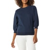 Amazon Essentials Women’s French Terry Fleece Crewneck Sweatshirt with Sleeve Detail, Three Quarter Sleeve, Loose Fit(Navy)