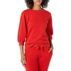 Amazon Essentials Women’s French Terry Fleece Crewneck Sweatshirt with Sleeve Detail, Three Quarter Sleeve, Loose Fit(Red)