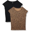 Amazon Essentials Women’s Jersey Regular-Fit Short-Sleeve Boat-Neck Dolman T-Shirt, Pack of 2(Black/Brown Cheetah)
