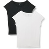 Amazon Essentials Women’s Jersey Regular-Fit Short-Sleeve Boat-Neck Dolman T-Shirt, Pack of 2(Black/White)