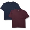 Amazon Essentials Women’s Jersey Relaxed-Fit Short-Sleeve Crewneck Pocket T-Shirt, Pack of 2(Burgundy/Navy)
