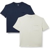 Amazon Essentials Women’s Jersey Relaxed-Fit Short-Sleeve Crewneck Pocket T-Shirt, Pack of 2(Navy/Sand)