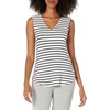 Amazon Essentials Women’s Jersey Standard-Fit V-Neck Tank Top(Black White Stripe)
