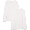 Amazon Essentials Women’s Long Sleeve Slim-Fit Rib Scoop Neck Sweater (Available in Plus Size), Pack of 2(White)