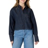 Amazon Essentials Women’s Modern Oversized-Fit Cropped Denim Button-Down Shirt, Lightweight Chambray, Point Collar(Rinse)