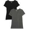 Amazon Essentials Women’s Regular-Fit Short-Sleeve Crewneck T-Shirt, Multipacks(Black/Charcoal Heather)