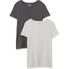 Amazon Essentials Women’s Regular-Fit Short-Sleeve Crewneck T-Shirt, Multipacks(Charcoal Heather/Light Grey Heather)