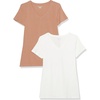 Amazon Essentials Women’s Regular-Fit Short-Sleeve Crewneck T-Shirt, Multipacks(Light Brown/White)