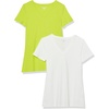 Amazon Essentials Women’s Regular-Fit Short-Sleeve Crewneck T-Shirt, Multipacks(Lime Green/White)