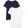 Amazon Essentials Women’s Regular-Fit Short-Sleeve Crewneck T-Shirt, Multipacks(Navy/White)