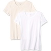 Amazon Essentials Women’s Regular-Fit Short-Sleeve Crewneck T-Shirt, Multipacks(Peach/White)