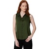 Amazon Essentials Women’s Regular-Fit Sleeveless Button-Down Blouse(Dark Green)