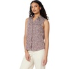 Amazon Essentials Women’s Regular-Fit Sleeveless Button-Down Blouse(Ivory Burgundy Abstract Animal)