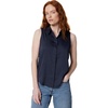 Amazon Essentials Women’s Regular-Fit Sleeveless Button-Down Blouse(Navy)