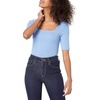Amazon Essentials Women’s Slim Fit Half Sleeve Square Neck Cotton Modal T-Shirt(Blue Provence)