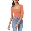 Amazon Essentials Women’s Slim Fit Half Sleeve Square Neck Cotton Modal T-Shirt(Coral Orange)