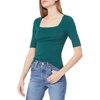 Amazon Essentials Women’s Slim Fit Half Sleeve Square Neck Cotton Modal T-Shirt(Green Botanical)