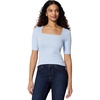 Amazon Essentials Women’s Slim Fit Half Sleeve Square Neck Cotton Modal T-Shirt(Light Blue)