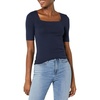 Amazon Essentials Women’s Slim Fit Half Sleeve Square Neck Cotton Modal T-Shirt(Navy)