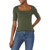 Amazon Essentials Women’s Slim Fit Half Sleeve Square Neck Cotton Modal T-Shirt(Olive)
