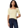 Amazon Essentials Women’s Slim Fit Half Sleeve Square Neck Cotton Modal T-Shirt(Pastel Yellow)