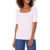 Amazon Essentials Women’s Slim Fit Half Sleeve Square Neck Cotton Modal T-Shirt(Pink)