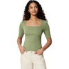 Amazon Essentials Women’s Slim Fit Half Sleeve Square Neck Cotton Modal T-Shirt(Sage Green)