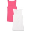 Amazon Essentials Women’s Slim Fit Square Neck Ribbed Tank Tops with Stretch, Pack of 2(White/Dark Pink)