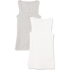 Amazon Essentials Women’s Slim Fit Square Neck Ribbed Tank Tops with Stretch, Pack of 2(White/Light Heather Grey)
