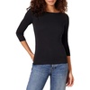 Amazon Essentials Women’s Slim-Fit 3/4 Sleeve Boat Neck Tops Cotton Modal T-Shirt(Black)