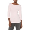 Amazon Essentials Women’s Slim-Fit 3/4 Sleeve Boat Neck Tops Cotton Modal T-Shirt(Light Pink)