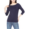 Amazon Essentials Women’s Slim-Fit 3/4 Sleeve Boat Neck Tops Cotton Modal T-Shirt(Navy)
