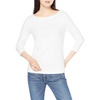 Amazon Essentials Women’s Slim-Fit 3/4 Sleeve Boat Neck Tops Cotton Modal T-Shirt(White)