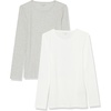 Amazon Essentials Women’s Slim-Fit Long Sleeve Rib Knit Crew Neck Top, Pack of 2(White/Grey)