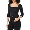 Amazon Essentials Women’s Slim-Fit Long Sleeve Square Neck T-Shirt, Stretchy Cotton Modal(Black)