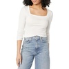 Amazon Essentials Women’s Slim-Fit Long Sleeve Square Neck T-Shirt, Stretchy Cotton Modal(Ivory)