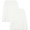 Amazon Essentials Women’s Slim-Fit Long Sleeve V-Neck Knit Rib Shirts (Available in Plus Size), Pack of 2(White)