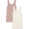 Amazon Essentials Women’s Slim-Fit Ribbed Scoop Neck Tank Tops, Pack of 2(Beige/Dusted Pearl)