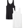 Amazon Essentials Women’s Slim-Fit Ribbed Scoop Neck Tank Tops, Pack of 2(Black/White)