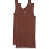 Amazon Essentials Women’s Slim-Fit Ribbed Scoop Neck Tank Tops, Pack of 2(Brown)