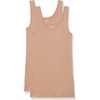 Amazon Essentials Women’s Slim-Fit Ribbed Scoop Neck Tank Tops, Pack of 2(Camel)
