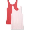 Amazon Essentials Women’s Slim-Fit Ribbed Scoop Neck Tank Tops, Pack of 2(Coral Pink/Light Pink)