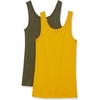 Amazon Essentials Women’s Slim-Fit Ribbed Scoop Neck Tank Tops, Pack of 2(Dark Olive/Dark Golden Yellow)