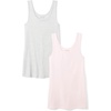 Amazon Essentials Women’s Slim-Fit Ribbed Scoop Neck Tank Tops, Pack of 2(Light Grey Heather/Light Pink)