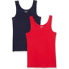 Amazon Essentials Women’s Slim-Fit Ribbed Scoop Neck Tank Tops, Pack of 2(Navy/Red)