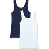 Amazon Essentials Women’s Slim-Fit Ribbed Scoop Neck Tank Tops, Pack of 2(Navy/White)