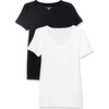 Amazon Essentials Women’s Slim-Fit Short-Sleeve V-Neck T-Shirt, Pack of 2(Black/White)